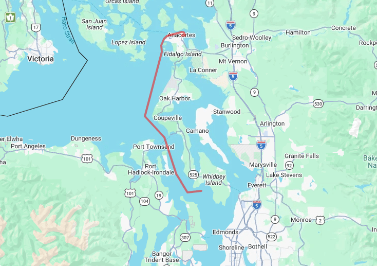 Route om Whidbey Island